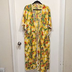 Melissa McCarthy Seven7 Yellow Floral Kimono Jacket